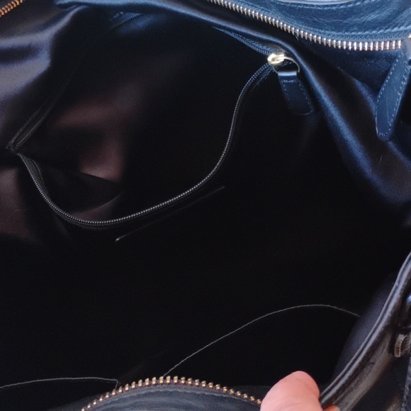 Coach Vintage Black Leather Tote/ messenger large Bag - Picture 8 of 16